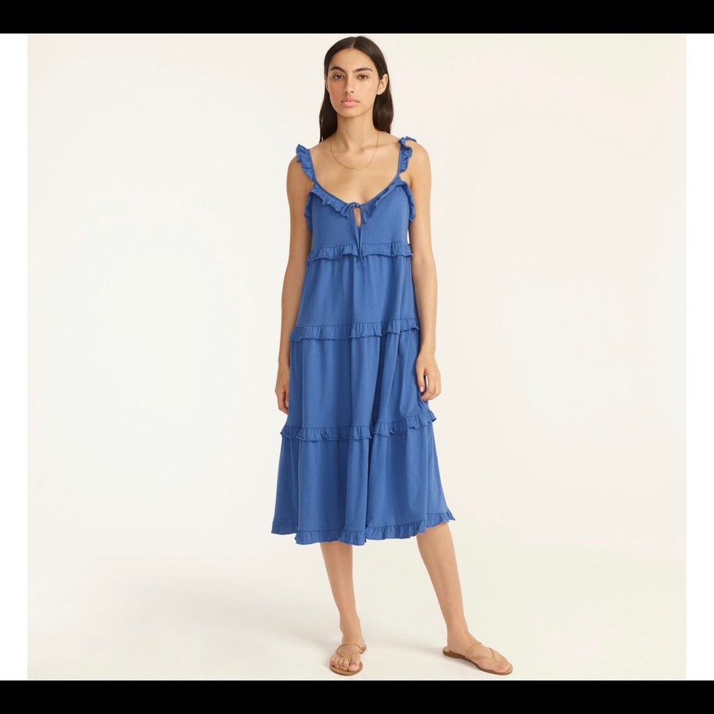 J. Crew Tiered Knit Keyhole Maxi Dress, White Size Medium cotton